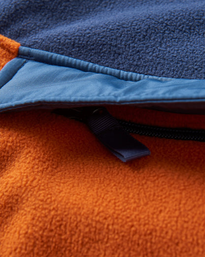 Woodland Hoodless Polar Fleece - Rich Navy/Sunset Orange - Flatlay