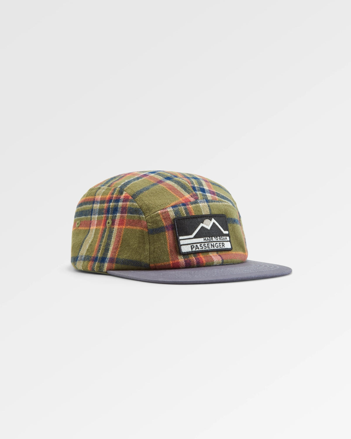 Fixie Flannel 5 Panel Cap - Khaki Check - Flatlay