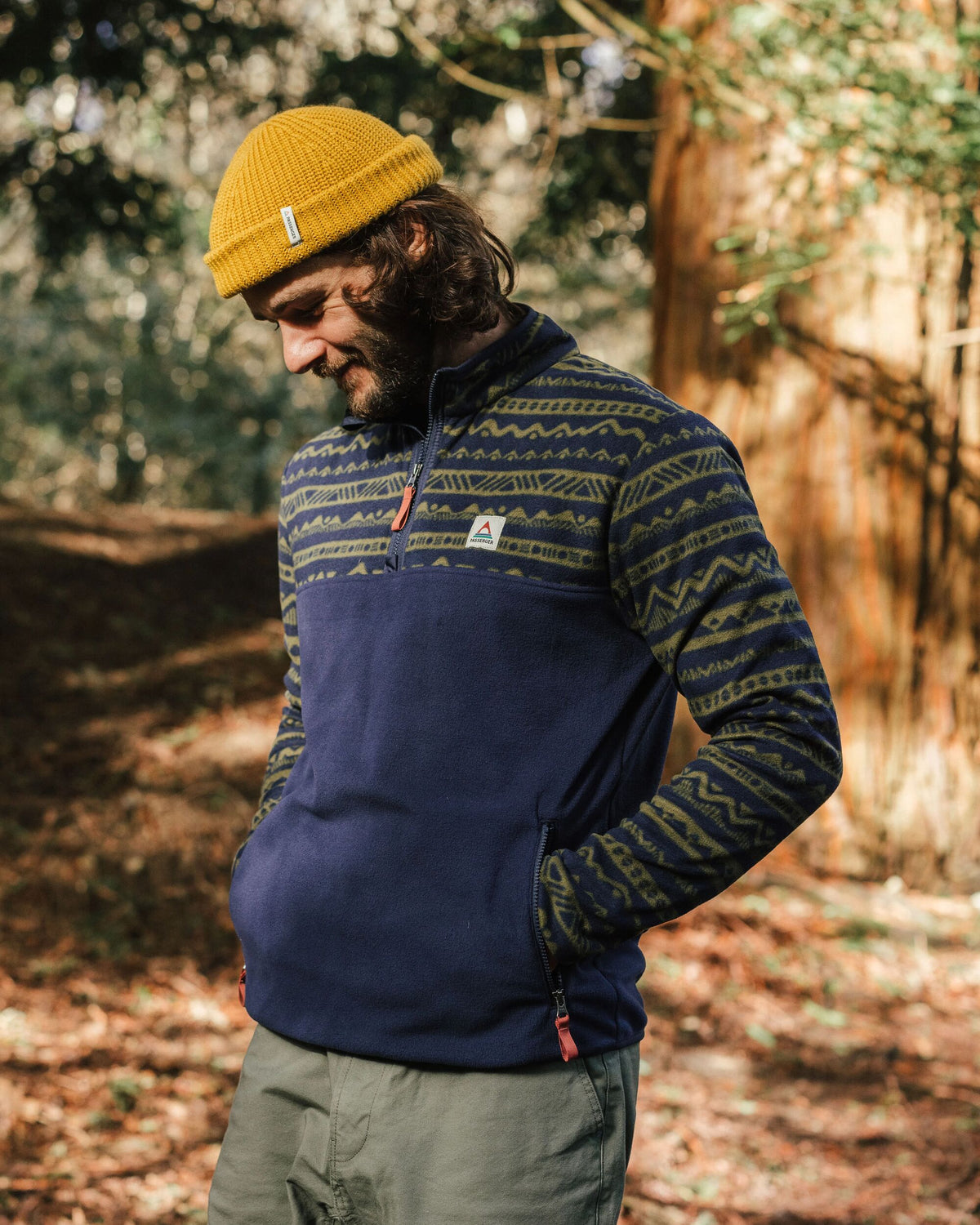 Set Off Polar 1/4 Zip Fleece - Mountain Geo Khaki/Rich Navy - Lifestyle