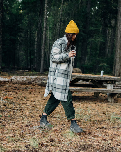 Cloudy Sherpa Fleece Shirt - Pistachio Check - Lifestyle