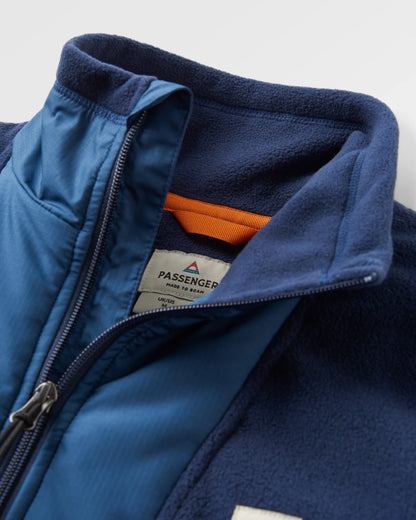 Woodland Hoodless Polar Fleece - Rich Navy/Sunset Orange - Flatlay
