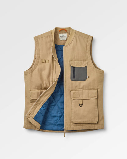 Explorers Cotton Canvas Gilet - Stone - Flatlay