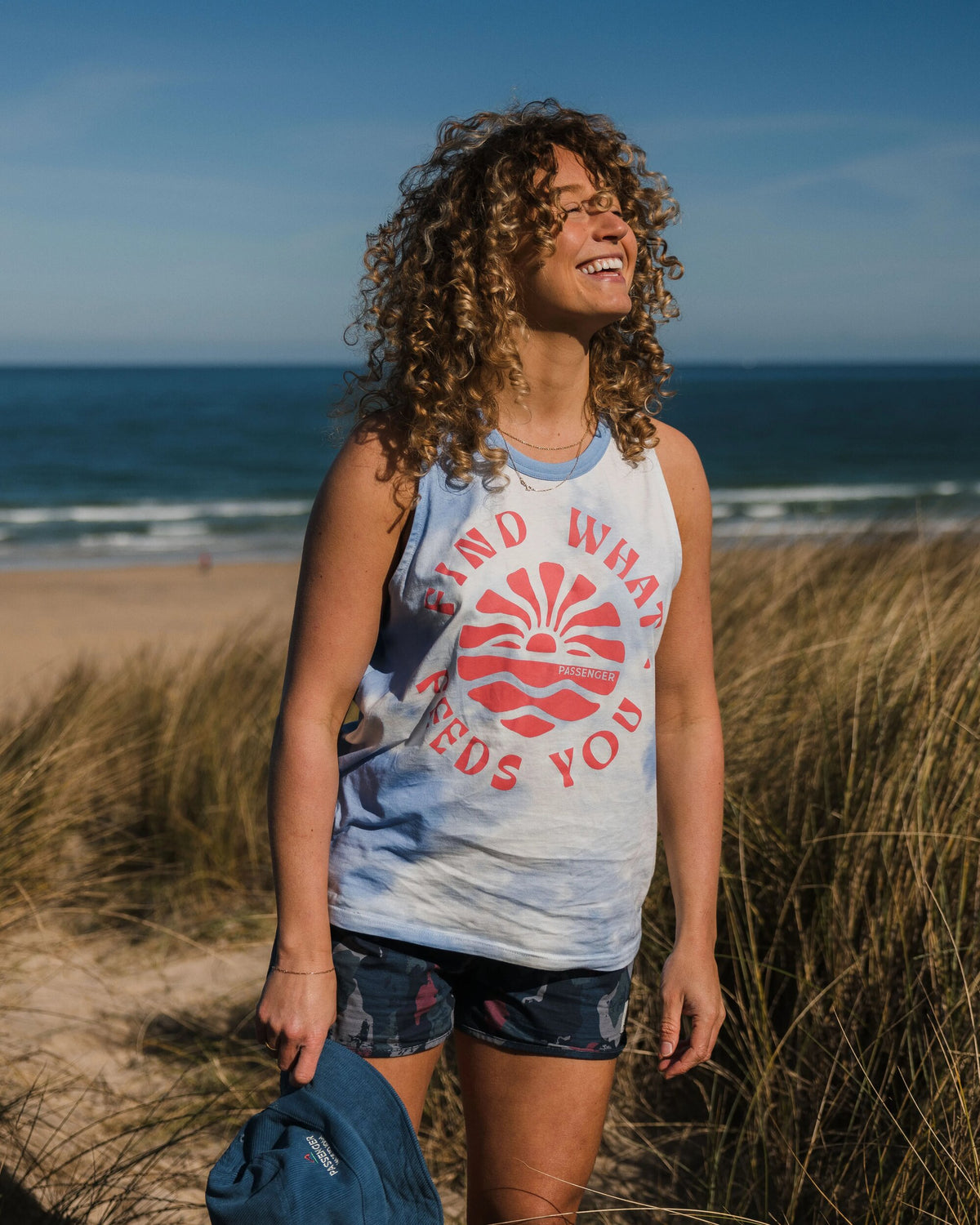 Discovery Cotton Vest - Tie Dye Cornflower - Lifestyle