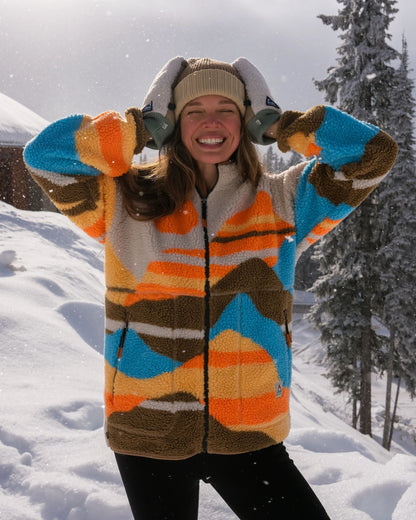 Fairbanks Full Zip Sherpa Fleece - Mountain Sunset Multi - IGC