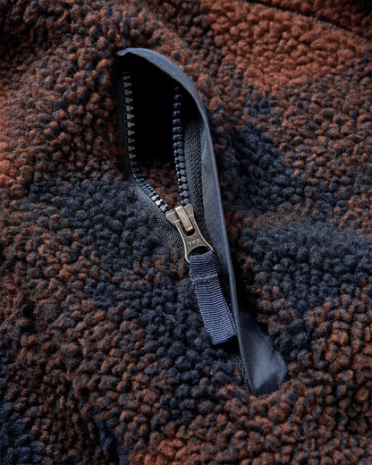 Offroad Sherpa 1/2 Zip Fleece - Chestnut/Deep Navy Check - Flatlay