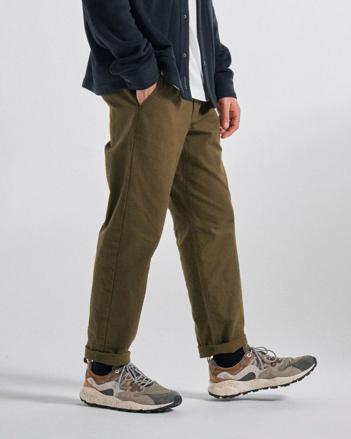 Adventurer Canvas Trouser - Dark Olive - Studio Model