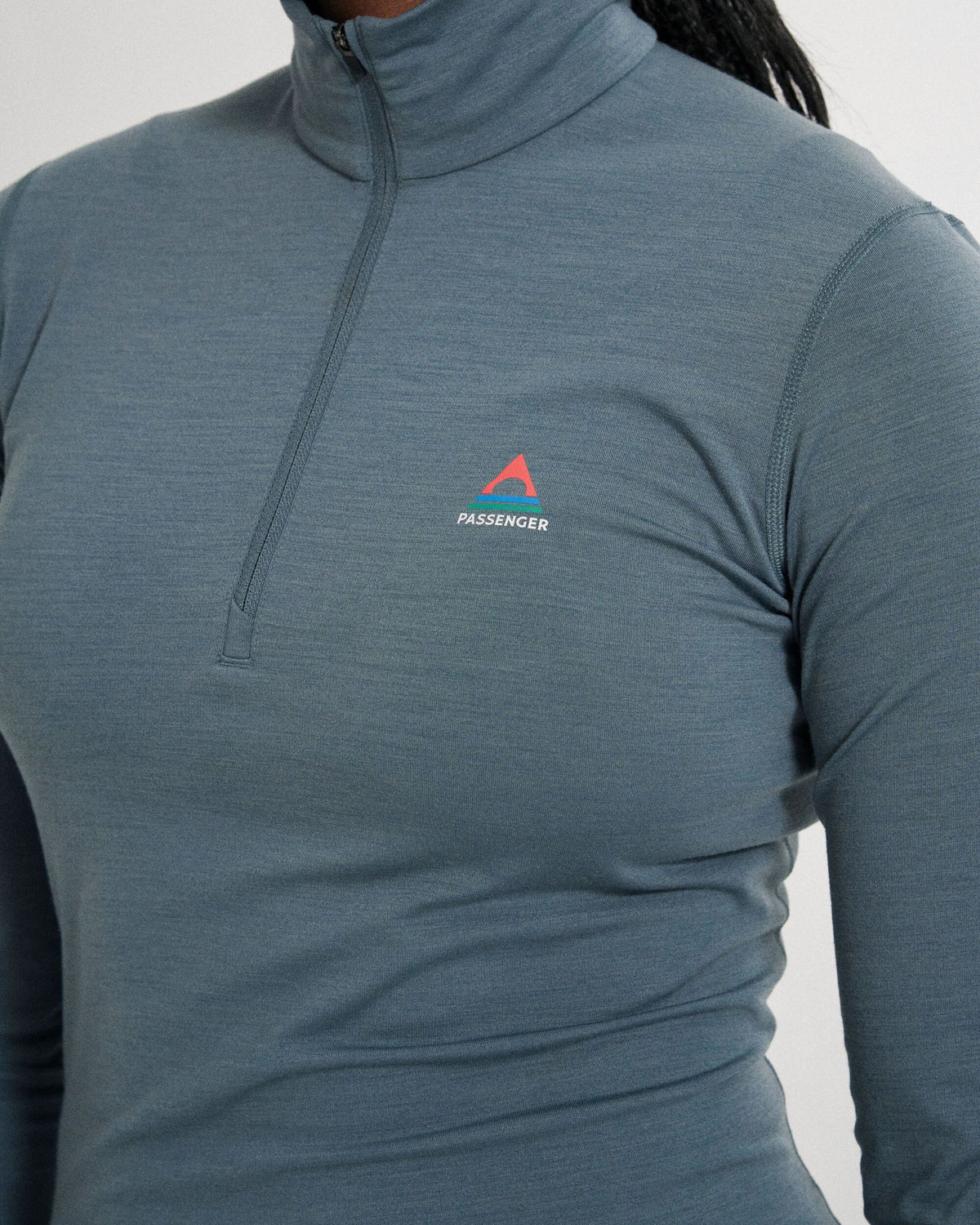 Women's Merino Blend Base Layer Top - Storm Grey - Studio Model