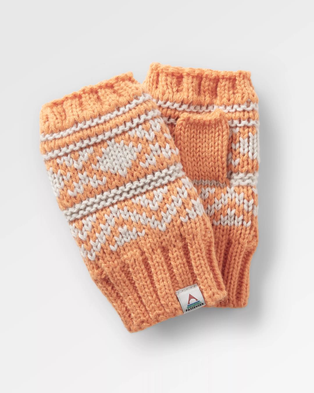 Lily Fleece Lined Fingerless Mittens - Apricot - Flatlay