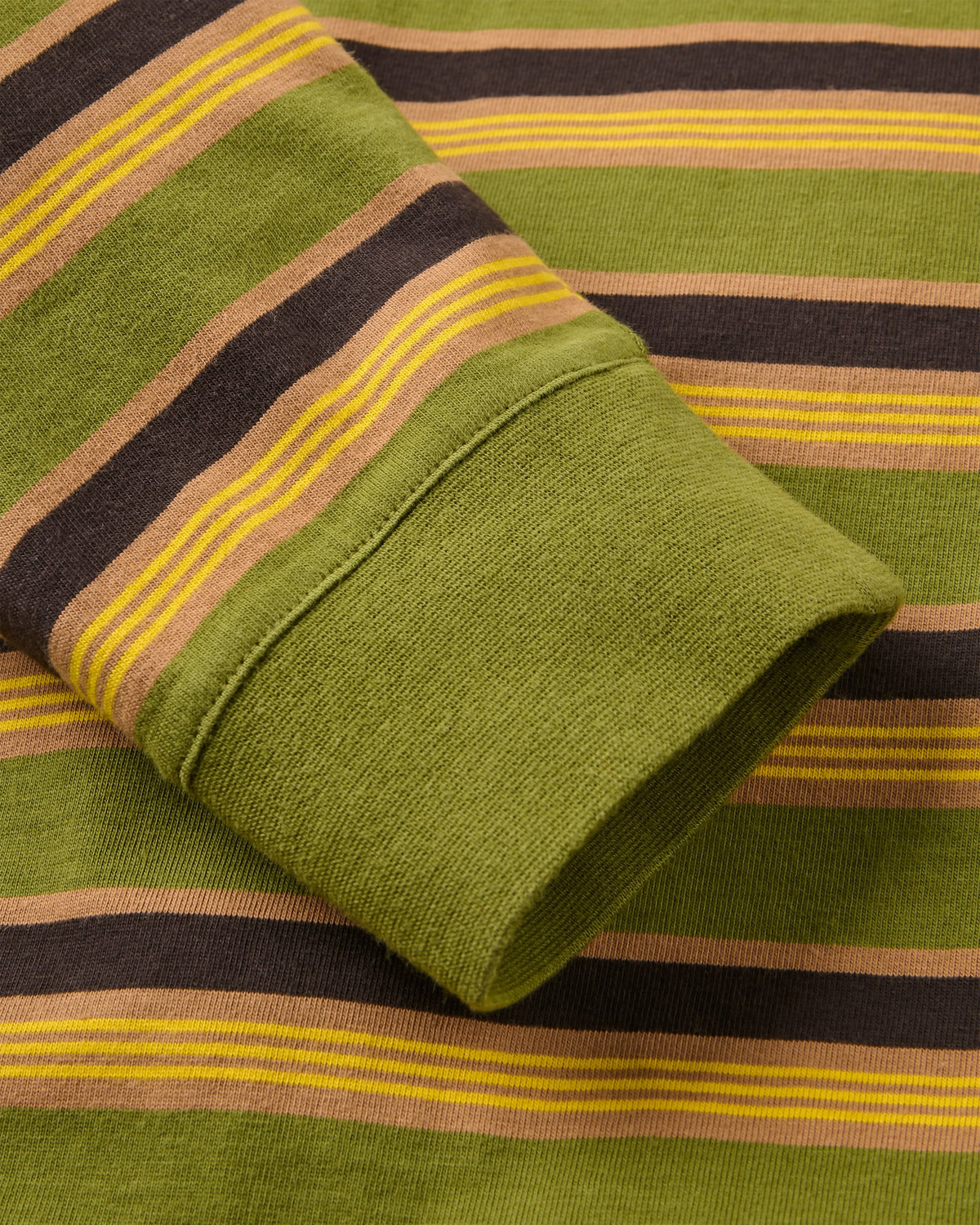 Retro Relaxed Fit LS T-Shirt - Khaki Multi Stripe - Flatlay