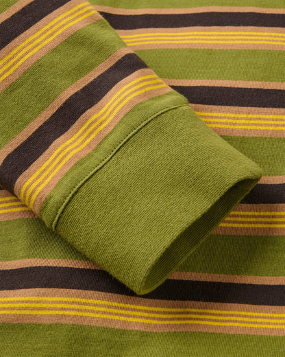 Retro Relaxed Fit LS T-Shirt - Khaki Multi Stripe - Flatlay