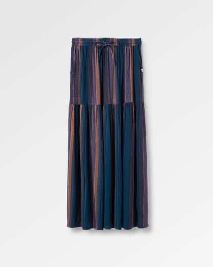 Zephyr Woven Maxi Skirt - Dark Denim Multi Stripe - Flatlay