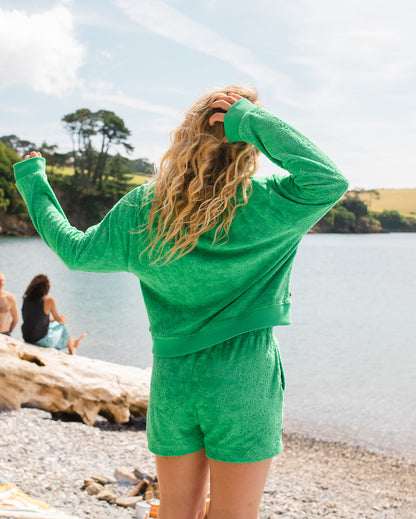 Vibes Textured LS Top - Green Spruce - Lifestyle