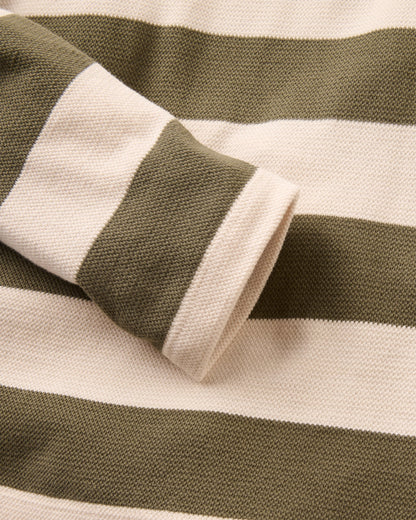 Panorama Striped LS T-Shirt - Dusty Olive - Flatlay