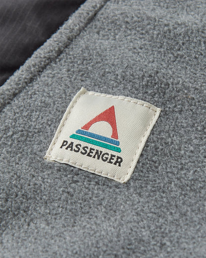 Woodland Hooded 1/2 Zip Polar Fleece - Grey Marl/Khaki - Flatlay