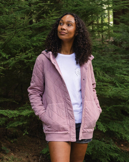Clementine Quilted Popper Up Hoodie - Pink Haze - Lifestyle