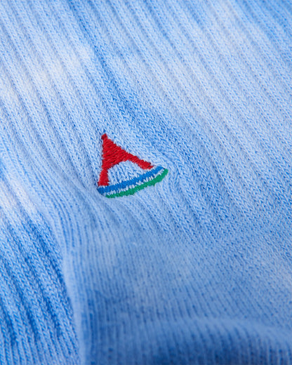 Mid-weight Crew Socks - Tie Dye Cornflower - Flatlay