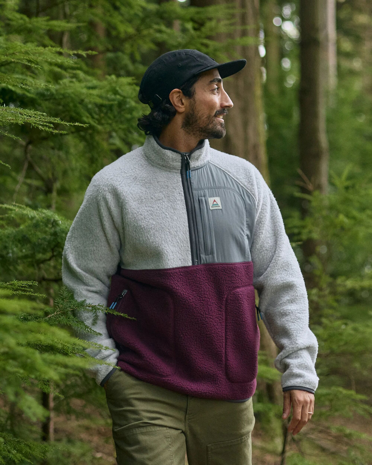Offgrid 1/2 Zip Sherpa Fleece - Grey Marl/Fig - Lifestyle