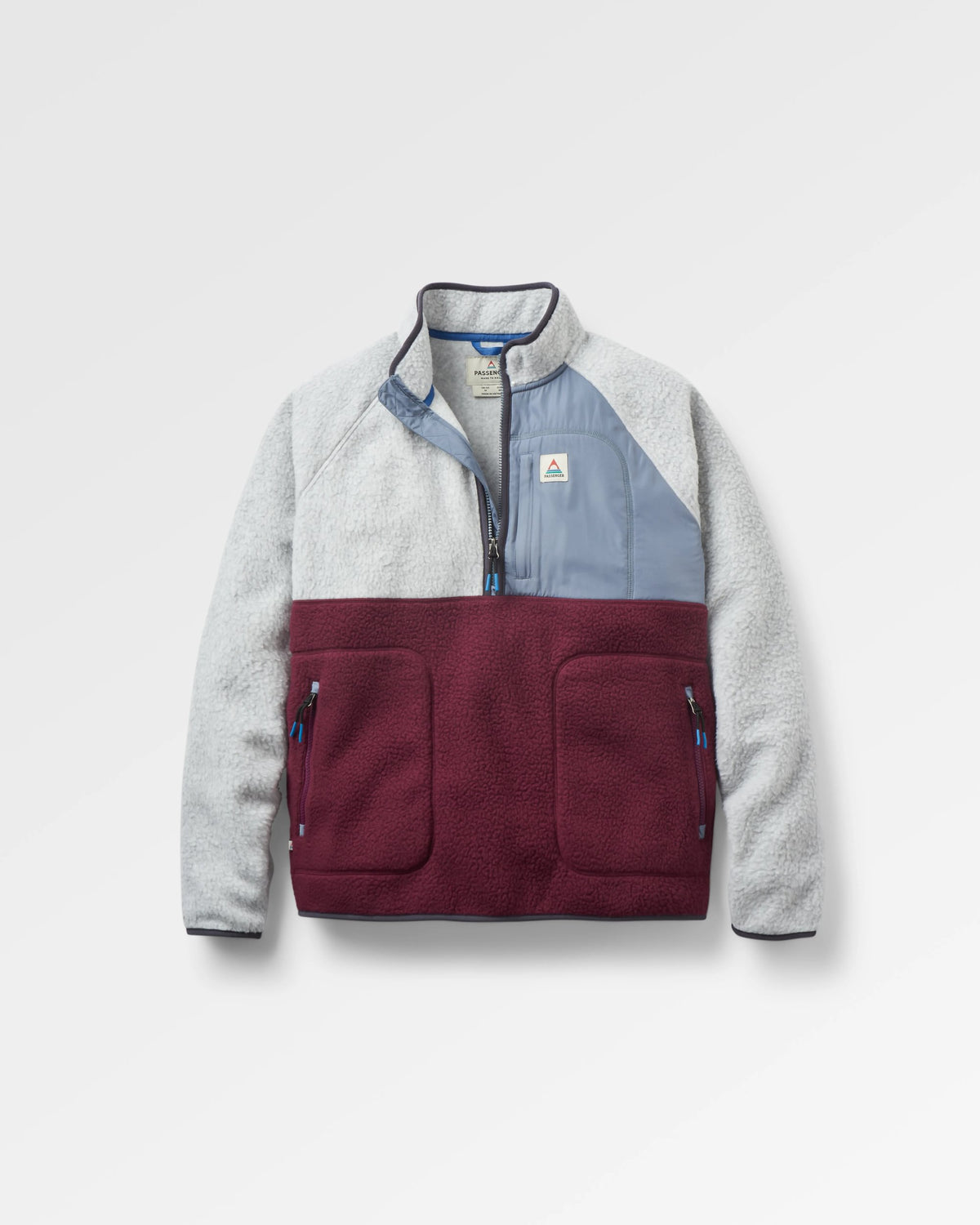 Offgrid 1/2 Zip Sherpa Fleece - Grey Marl/Fig - Flatlay