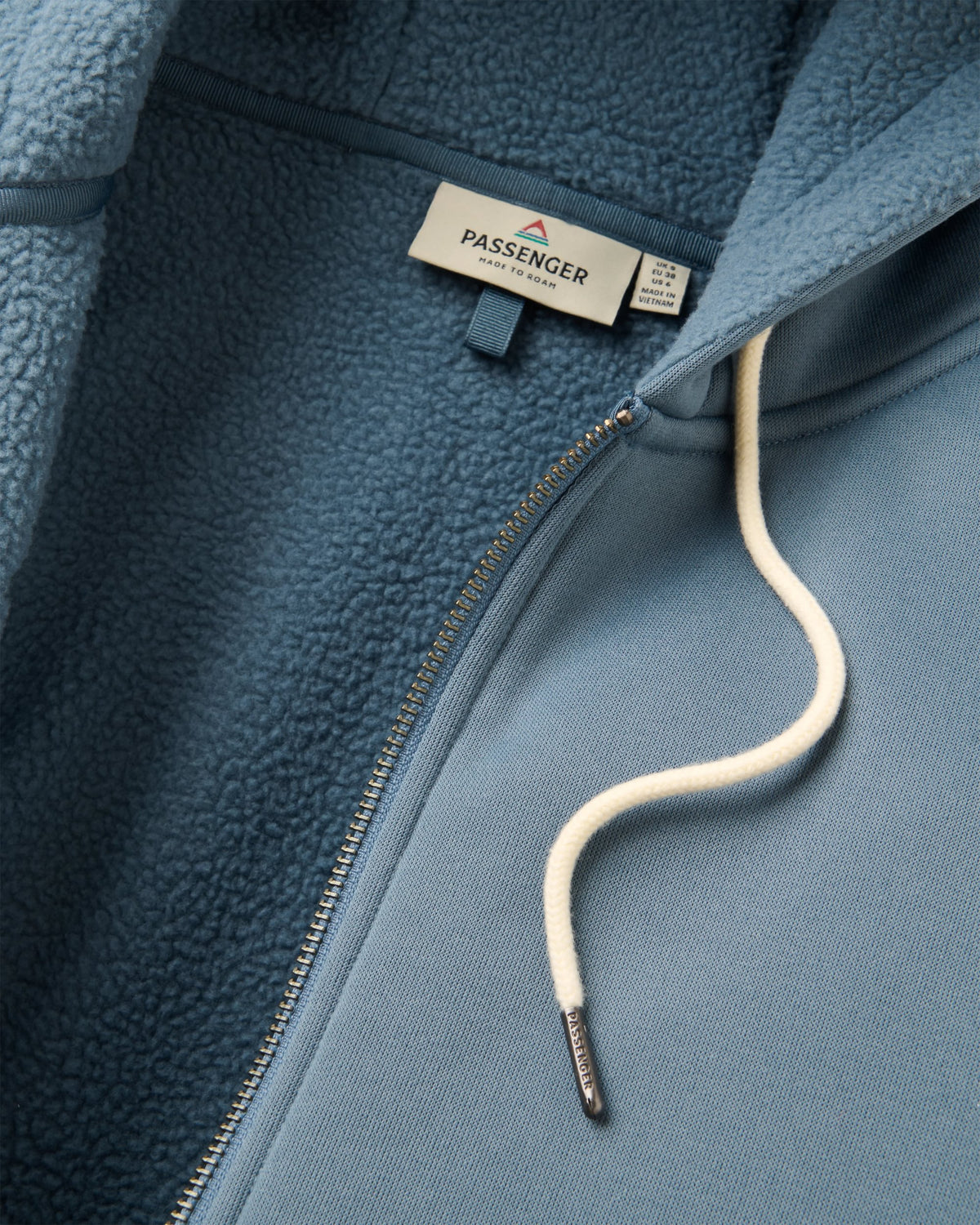Campout Full Zip Fleece Hoodie - Stormy Blue  - Flatlay