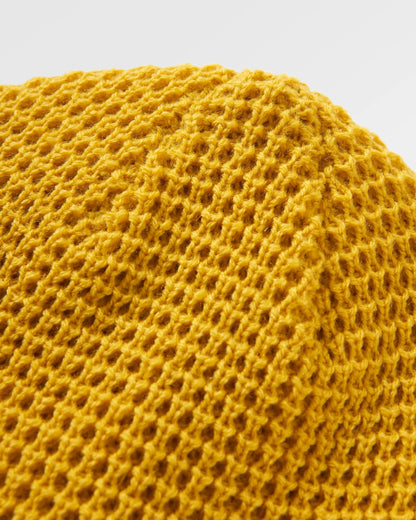 Moss Double Layer Waffle Beanie - Mustard Yellow - Flatlay