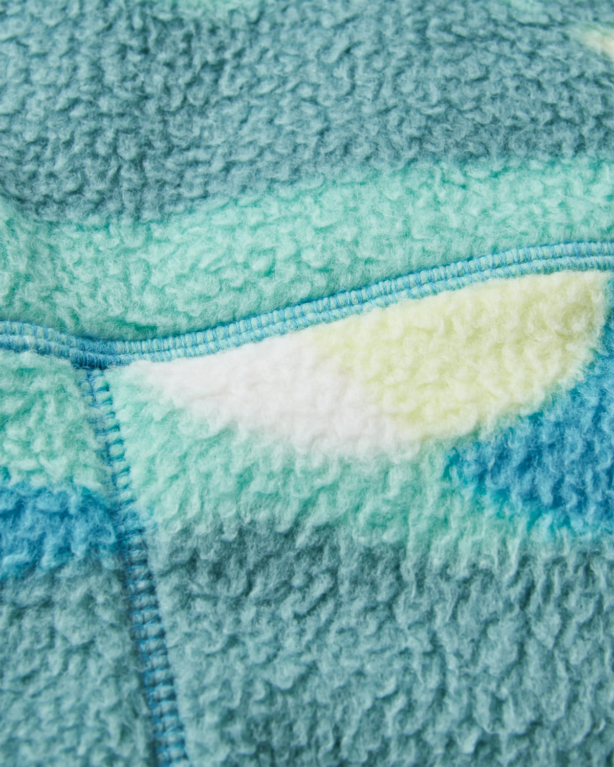Fairbanks Full Zip Sherpa Fleece - Vista Patchwork Aqua - Flatlay