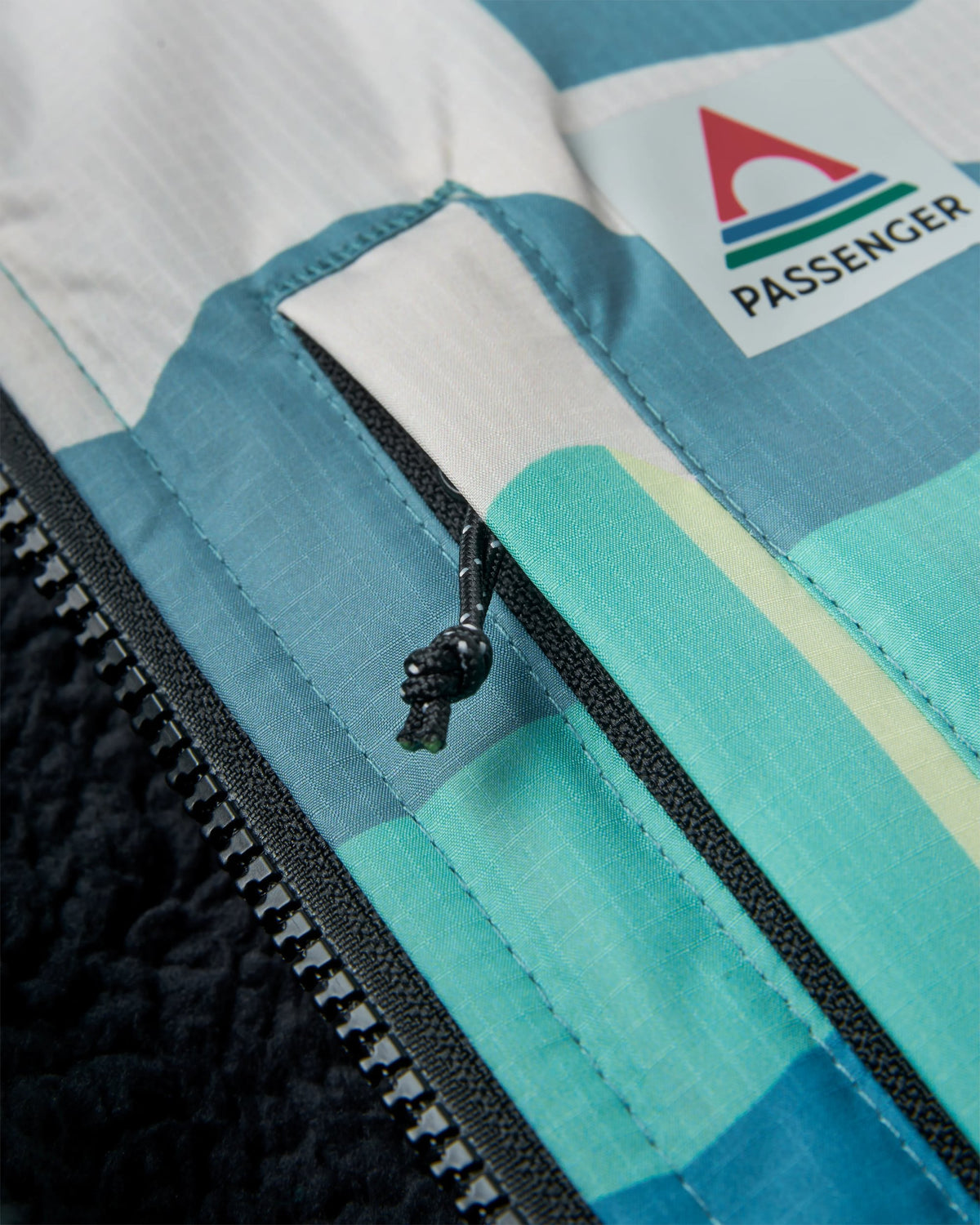 Waves Sherpa Lined Changing Robe - Vista Patchwork Aqua - Flatlay