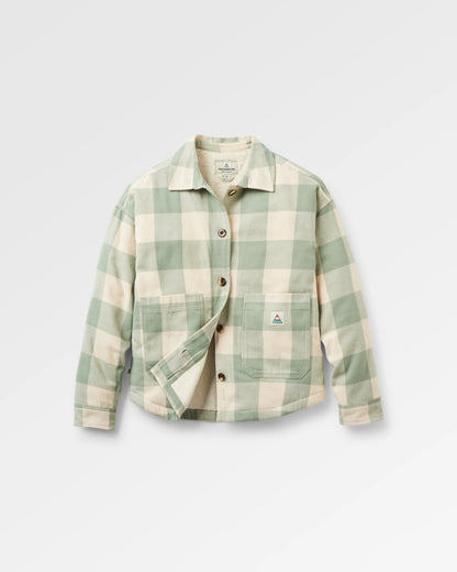 Flint Cotton Overshirt - Pistachio Buffalo Check - Flatlay