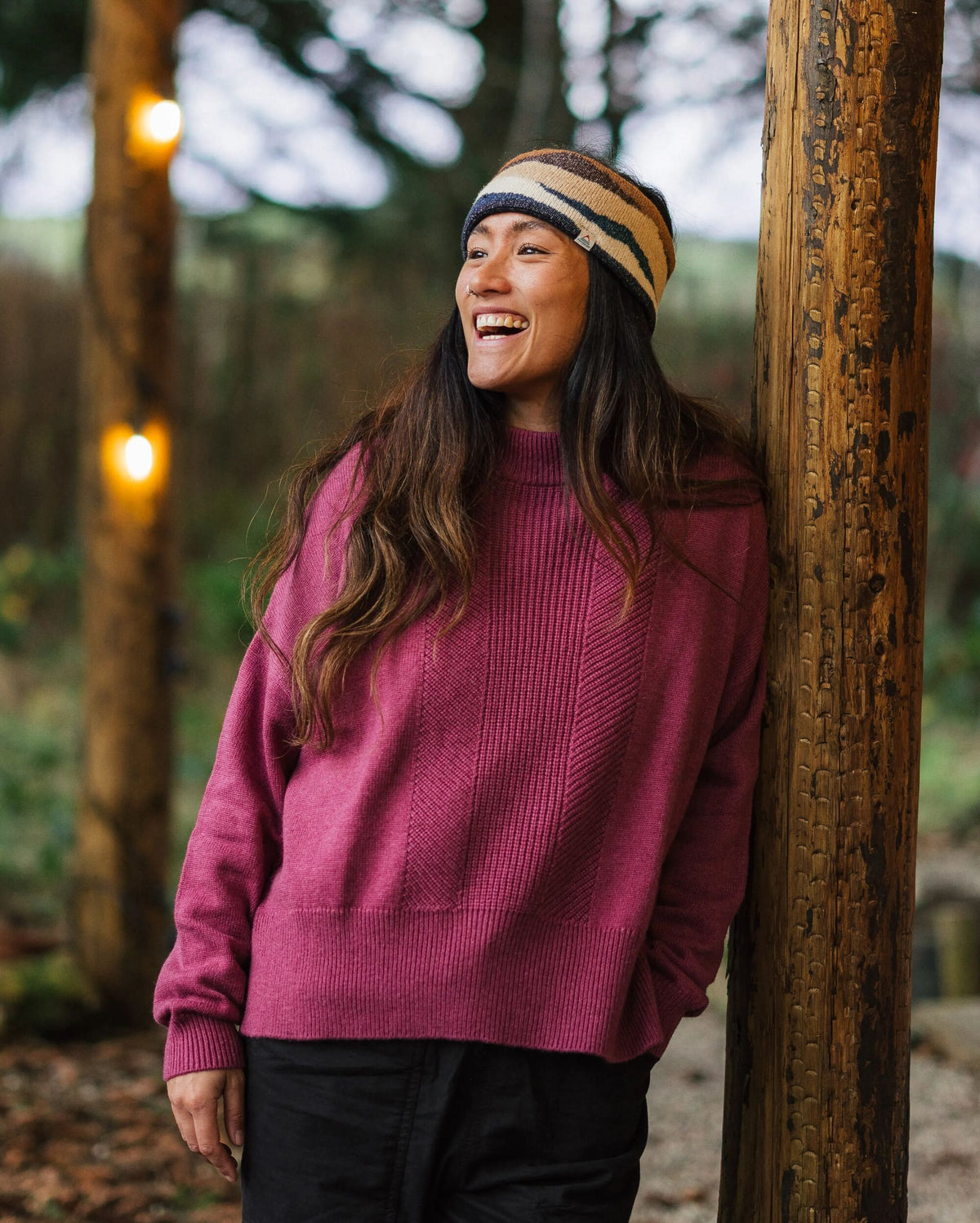 Hideout Oversized Knitted Jumper - Rhubarb - Lifestyle
