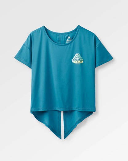 Chakra Tie Back Active T-Shirt - Blue Steel - Flatlay