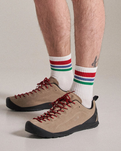 Classic Midweight Crew Socks - White/Greenlake - Studio Model - Male