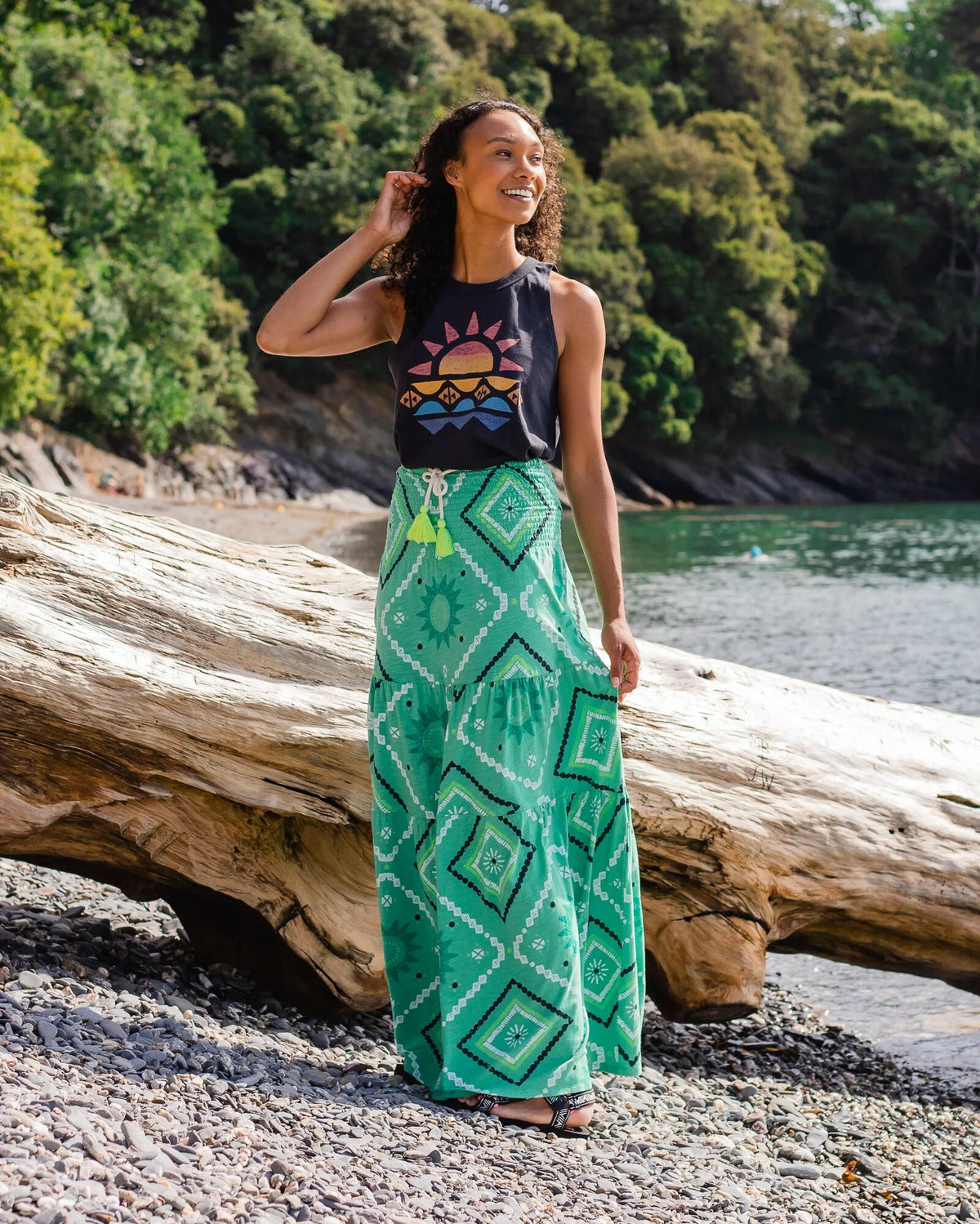 Fareway Maxi Skirt - Sunburst Green Spruce - Lifestyle