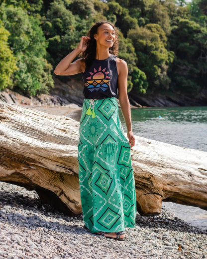 Fareway Maxi Skirt - Sunburst Green Spruce - Lifestyle