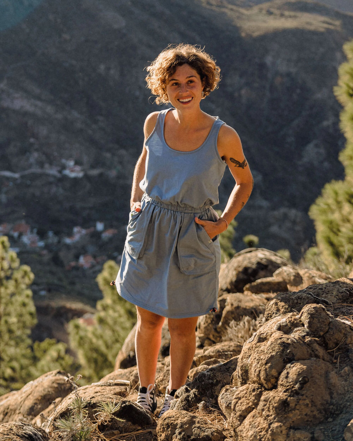 Mesmorise Cotton Dress - Faded Denim - Lifestyle