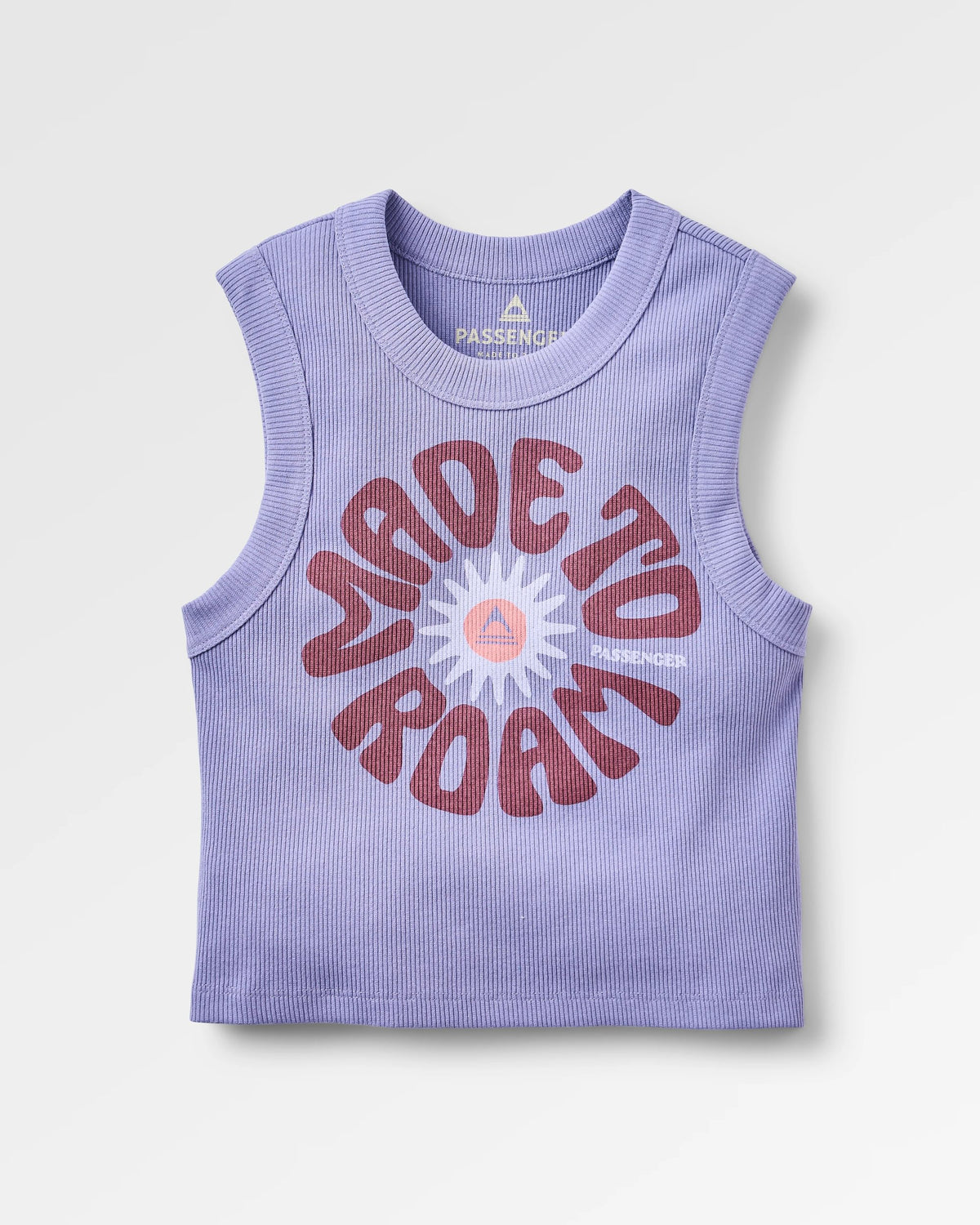 Easy Days Ribbed Graphic Cropped Vest - Retro Purple - Flatlay