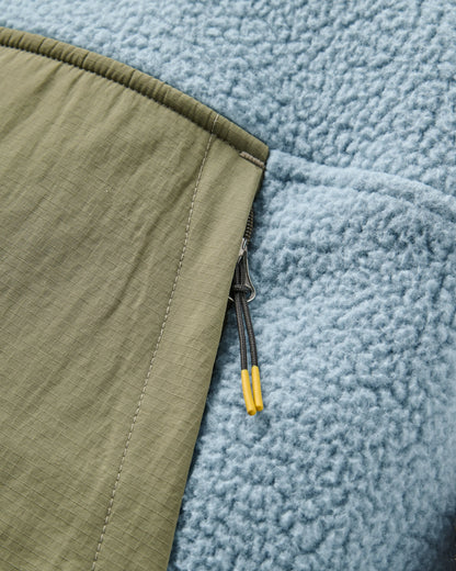 Alexander Sherpa Fleece - Dusty Olive/Faded Denim - Flatlay