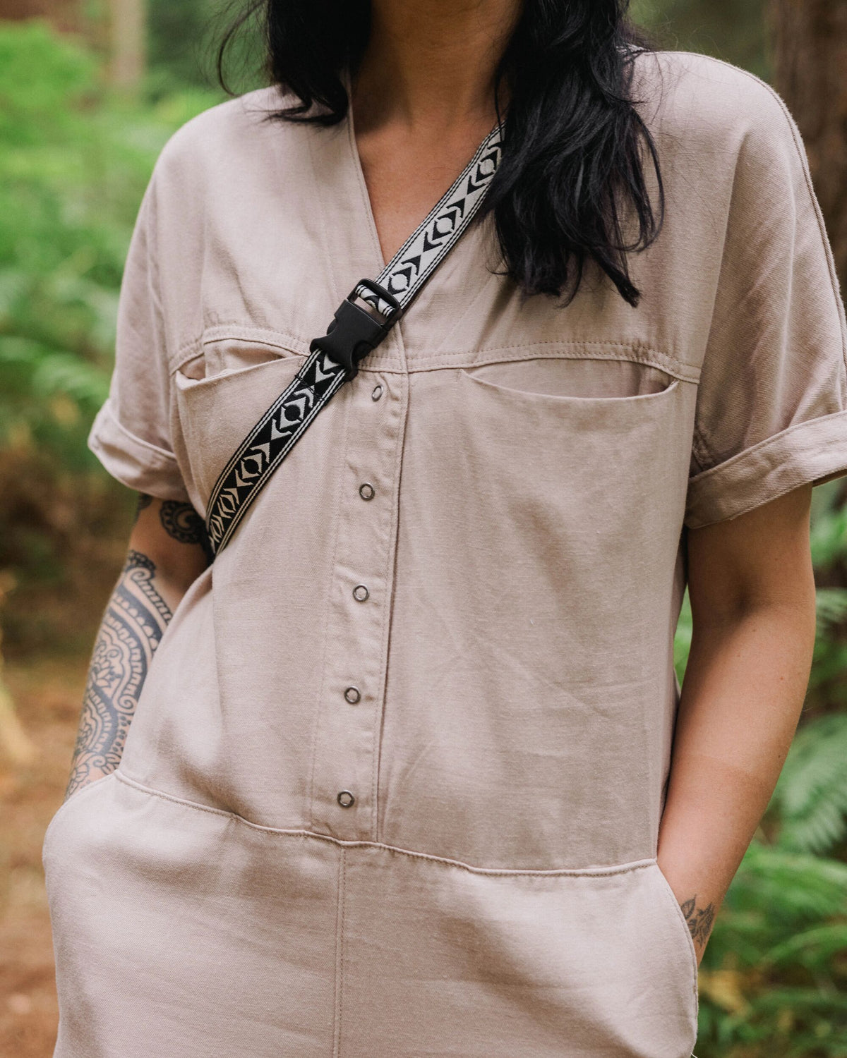 Esen Short Sleeve Jumpsuit - Simply Taupe - Lifestyle