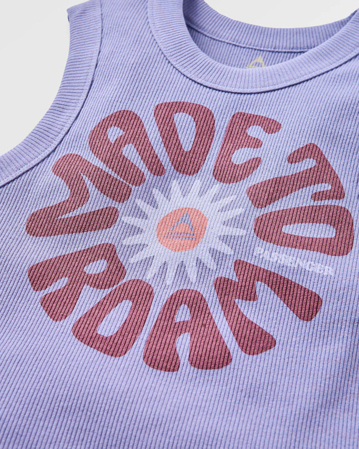 Easy Days Ribbed Graphic Cropped Vest - Retro Purple - Flatlay