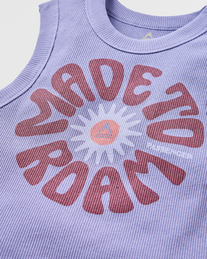 Easy Days Ribbed Graphic Cropped Vest - Retro Purple - Flatlay