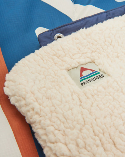 Cabin Sherpa Blanket - Mountain Geo Grey Blue - Flatlay