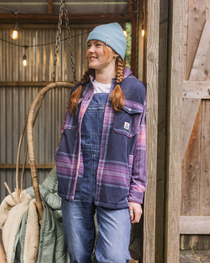 East Polar Fleece Shirt - Rich Navy/Pink Haze Check - Lifestyle