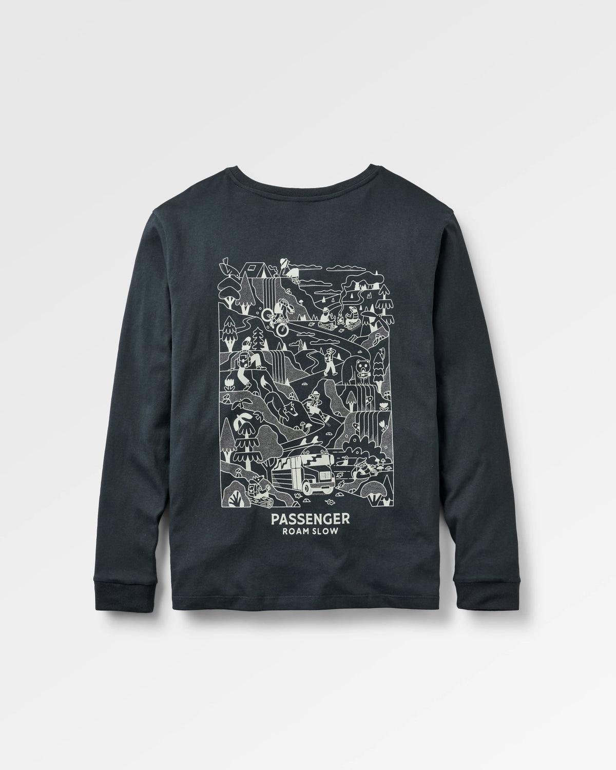 Roam Slow Women's LS T-Shirt - Black - Flatlay