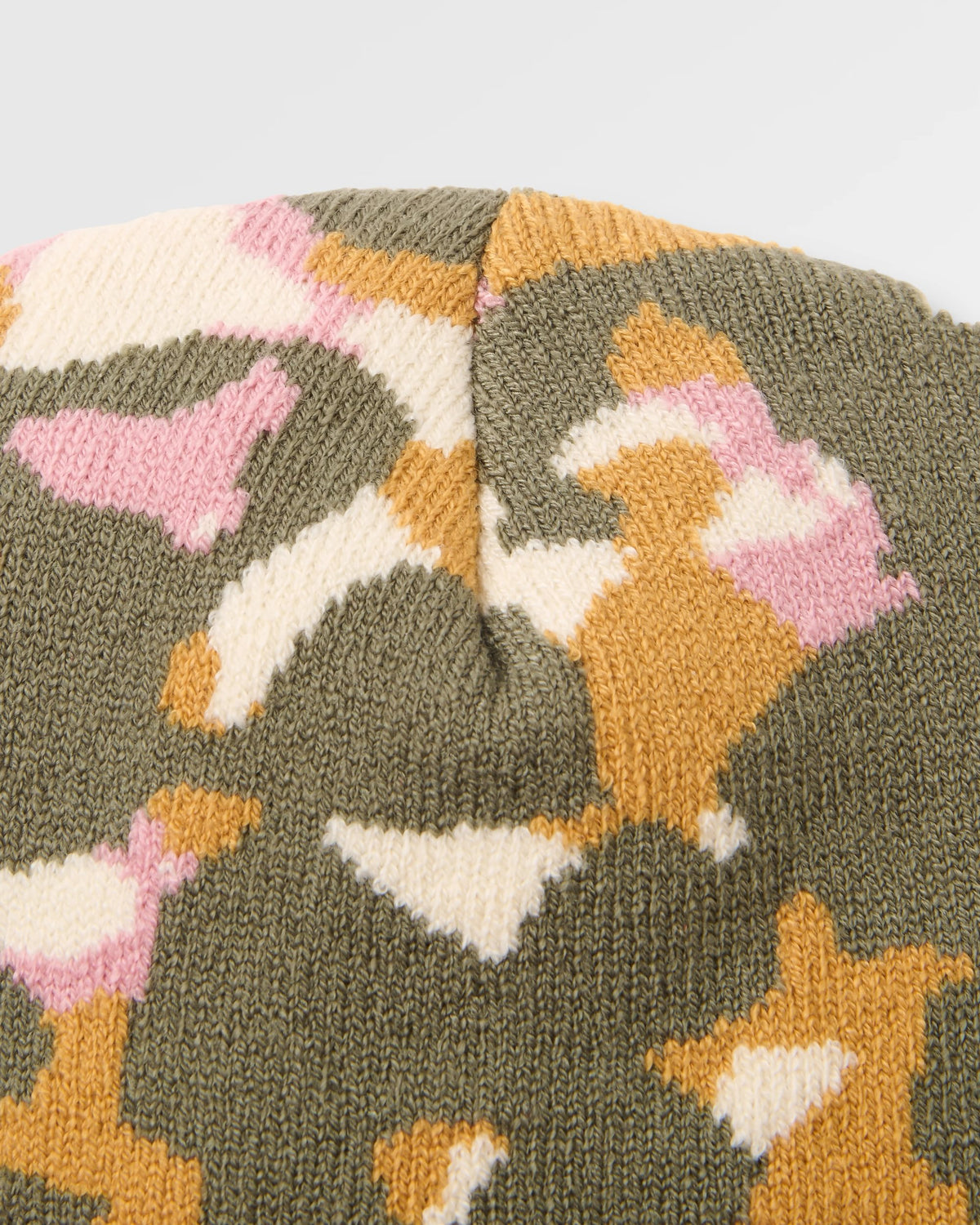 Amber Knit Beanie - Powder Camo Dusty Olive - Flatlay
