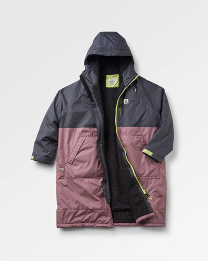 Waves Sherpa Lined Changing Robe - Grape / Charcoal - Flatlay