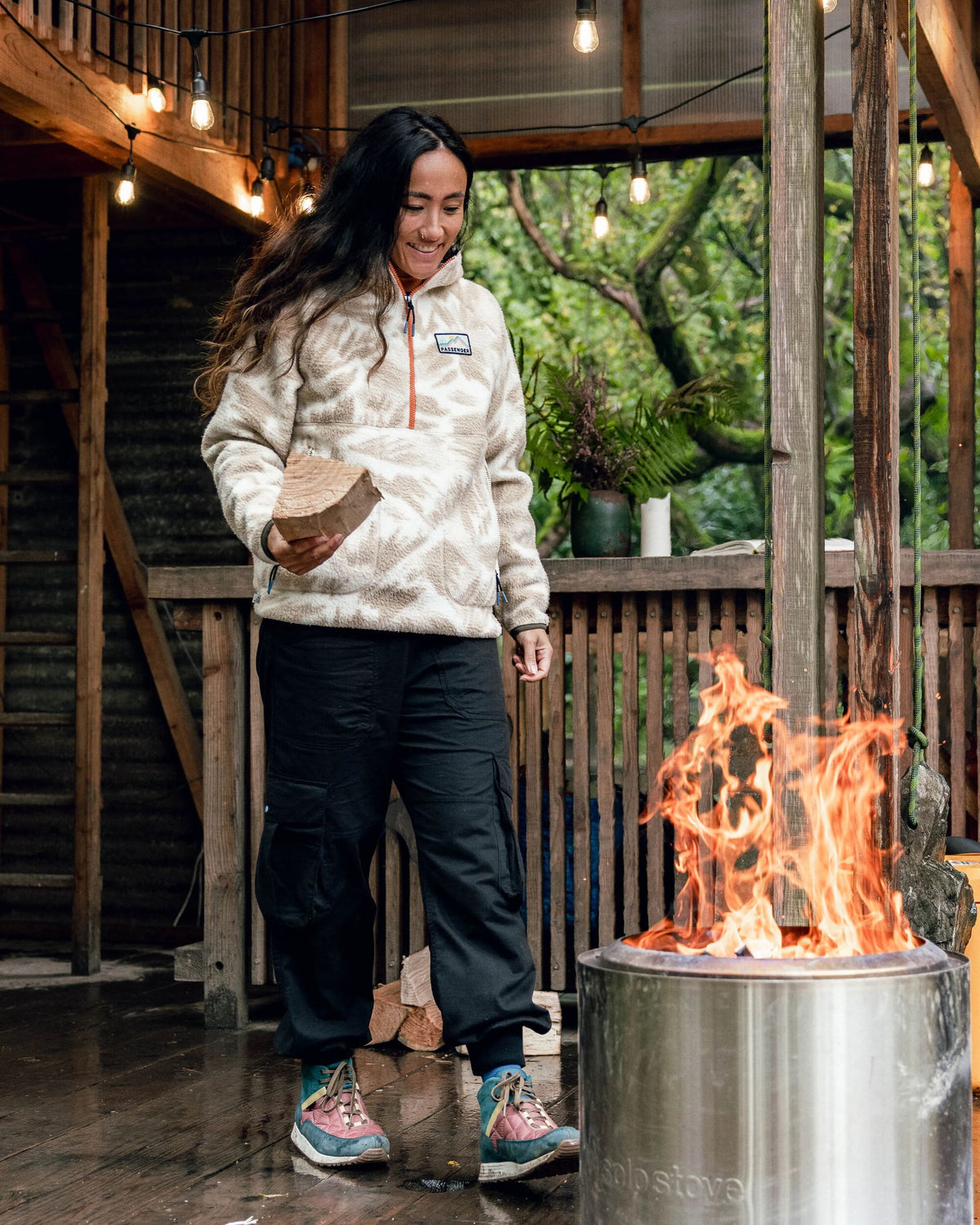 Maine 1/2 Zip Sherpa Fleece - Abstract Mountain Birch - Lifestyle