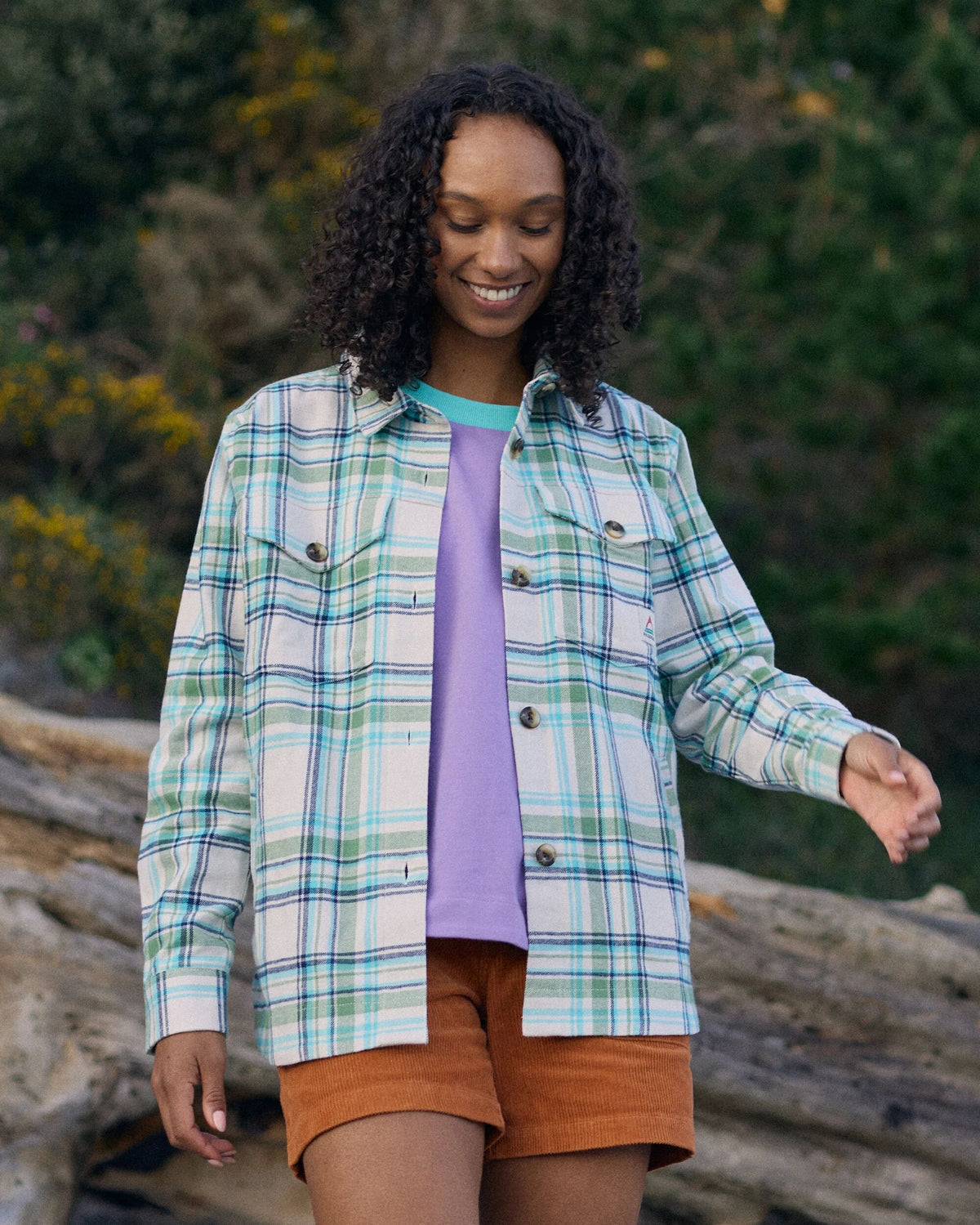 Stella LS Shirt - Vintage White/Stem Green Check - Lifestyle
