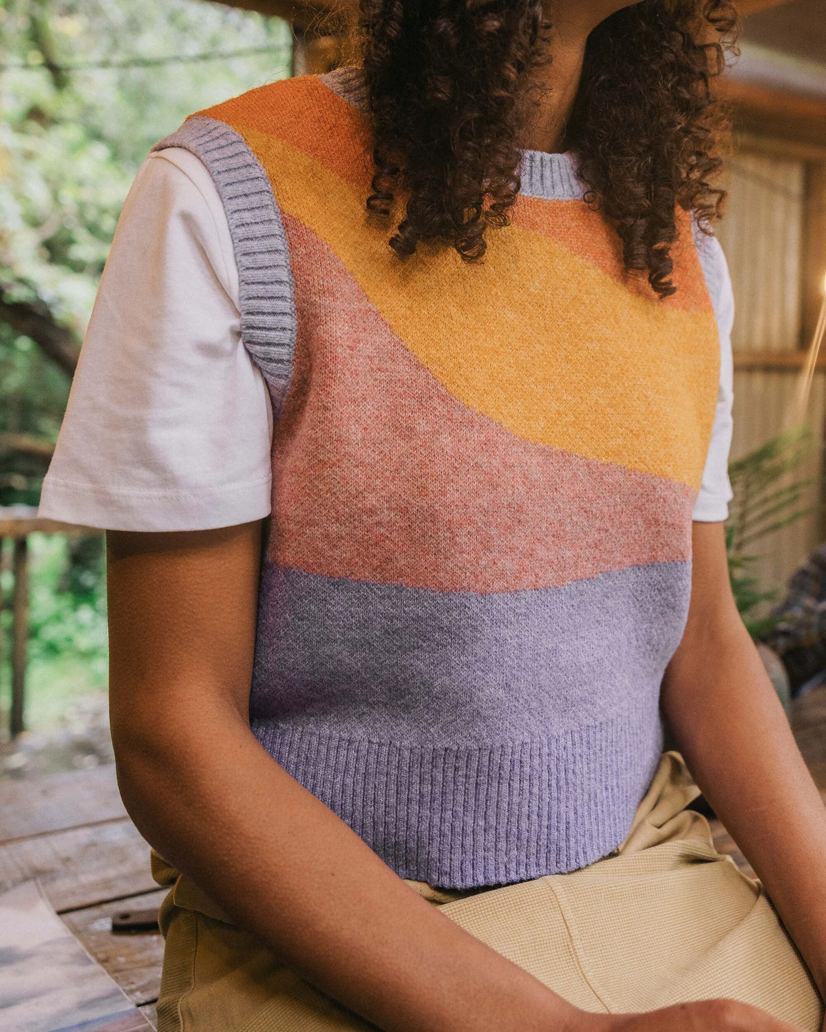 Scenic Knitted Vest - Scenic Sunrise Orange - Lifestyle
