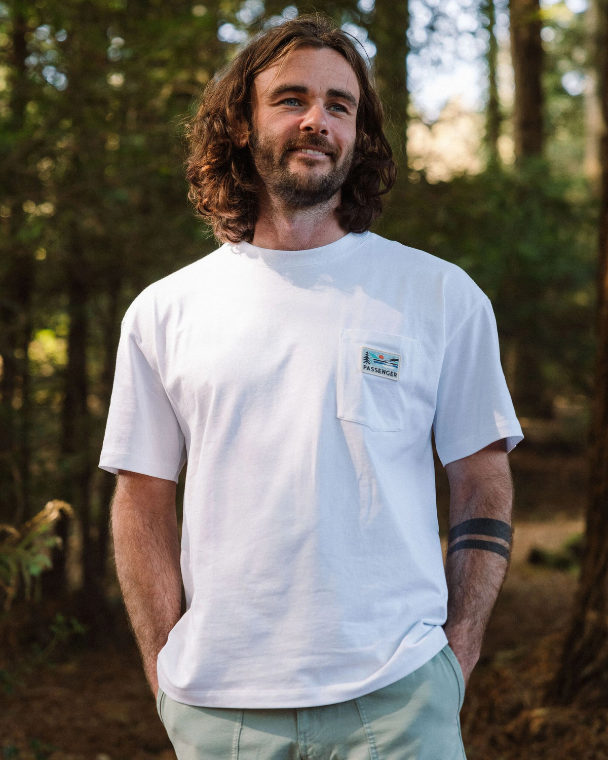 Roamer Patch Relaxed Fit T-Shirt - White - Lifestyle