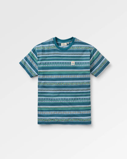 Mellower Jacquard T-Shirt - Geo Stripe Mediterranean - Flatlay