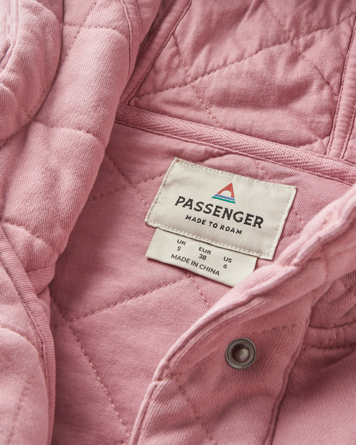 Clementine Quilted Popper Up Hoodie - Pink Haze - Flatlay