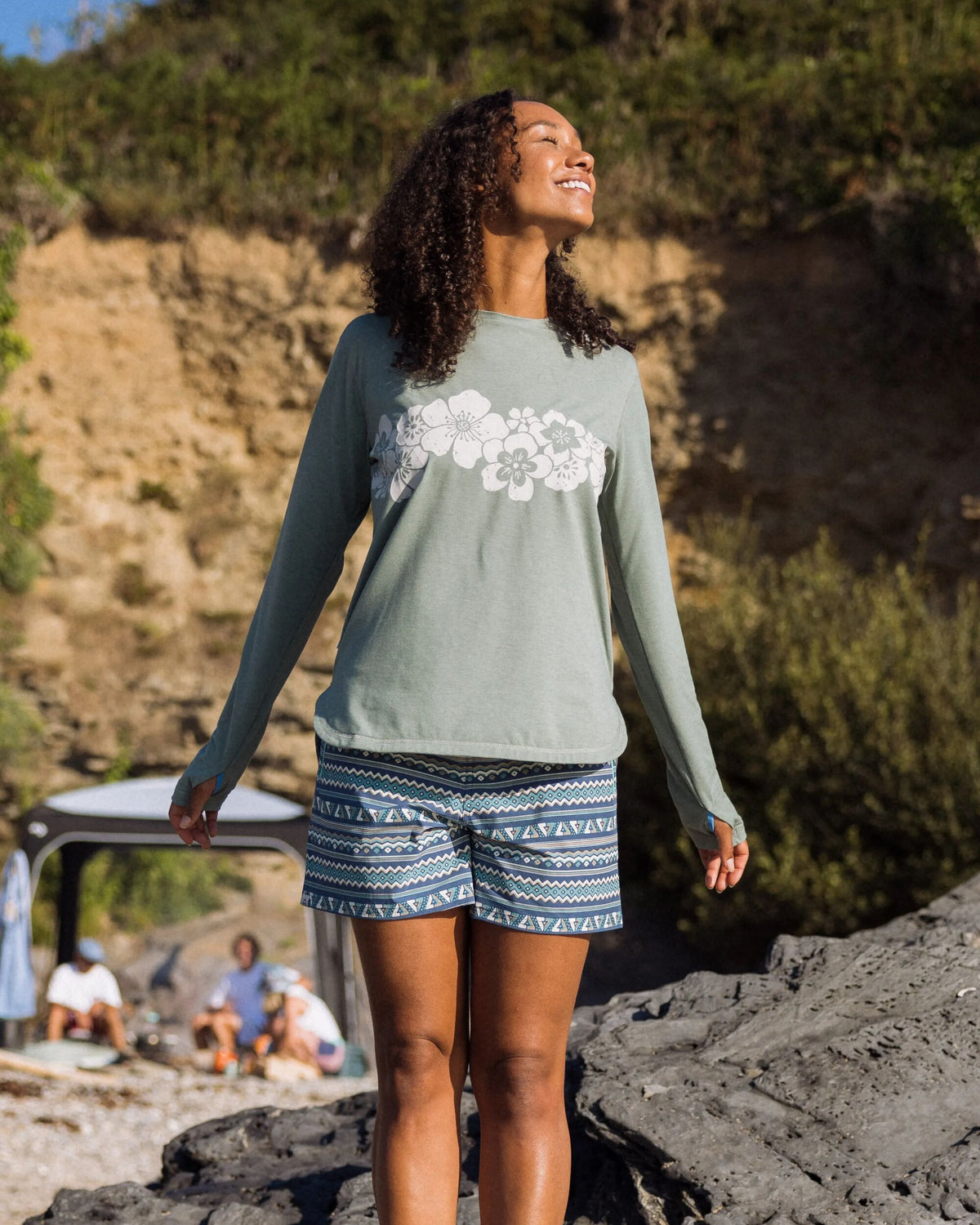 Flaris NetPlus® Beach Short - Geo Stripe Dark Denim - Lifestyle